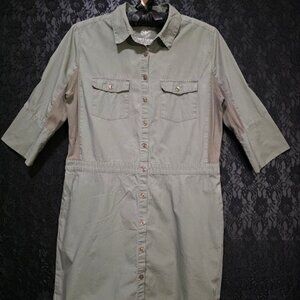 NWOT Roots Canada Button Up 3/4 Sleeve Summer Dress 100% Cotton L